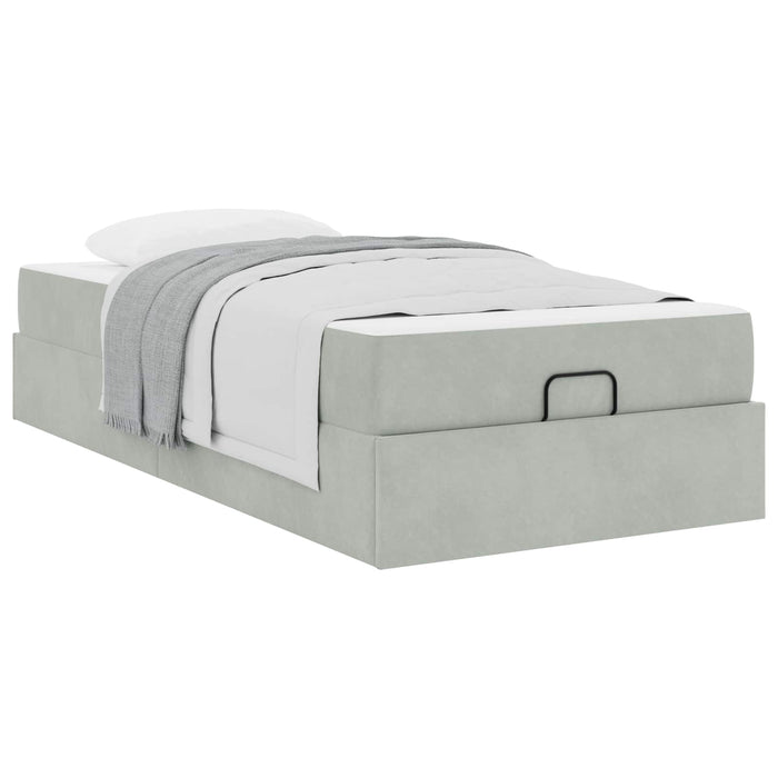 Cadru de pat cu saltea 2 pcs Gri deschis Catifea - WALTI WALTI