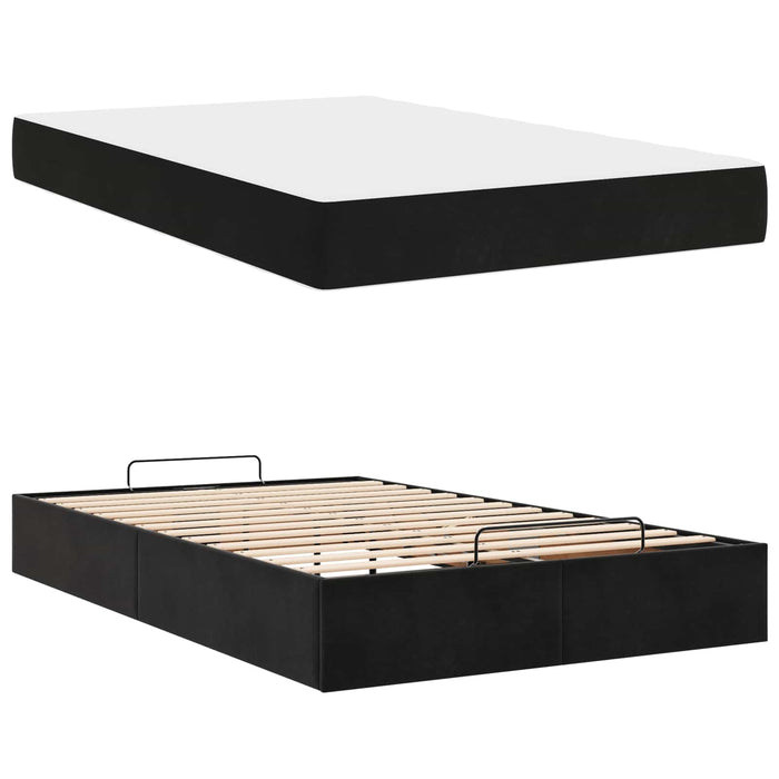 Cadru de pat cu saltea 2 pcs Negru Catifea - WALTI WALTI