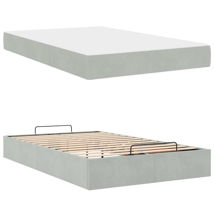 Cadru de pat cu saltea 2 pcs Gri deschis Catifea - WALTI WALTI