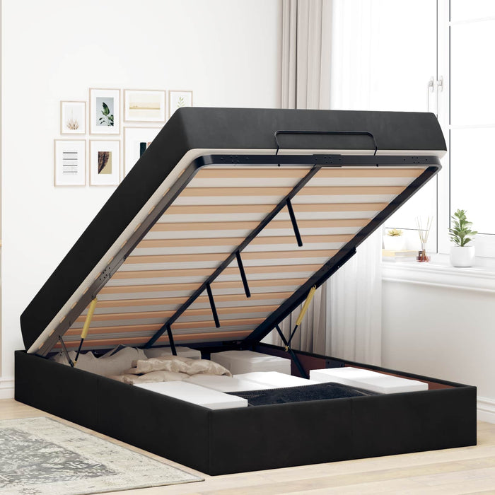 Cadru de pat cu saltea 2 pcs Negru Catifea - WALTI WALTI
