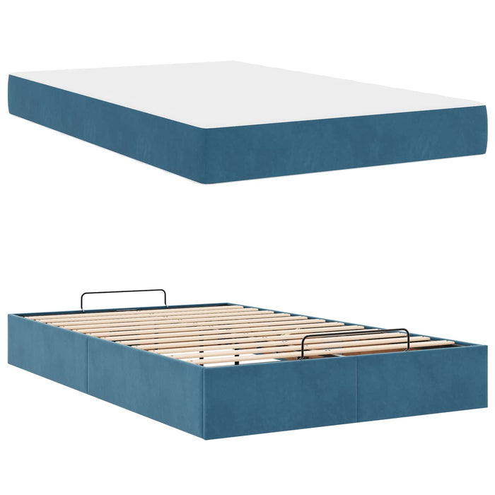 Cadru de pat cu saltea 2 pcs albastru Catifea - WALTI WALTI