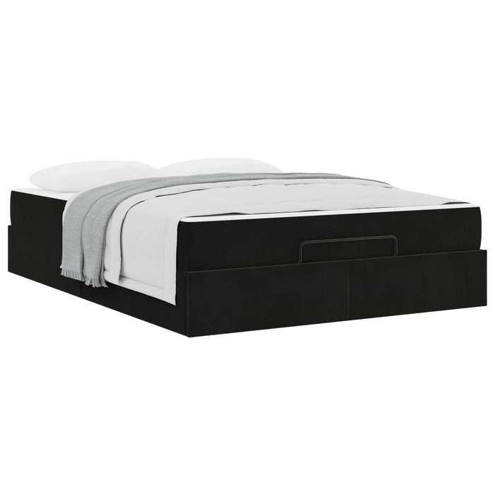 Cadru de pat cu saltea 2 pcs Negru Catifea - WALTI WALTI