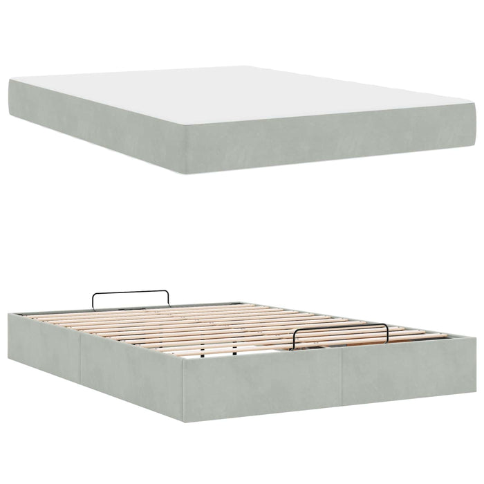 Cadru de pat cu saltea 2 pcs Gri deschis Catifea - WALTI WALTI