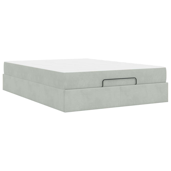 Cadru de pat cu saltea 2 pcs Gri deschis Catifea - WALTI WALTI