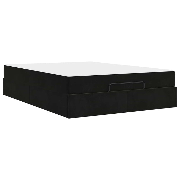 Cadru de pat cu saltea 2 pcs Negru Catifea - WALTI WALTI