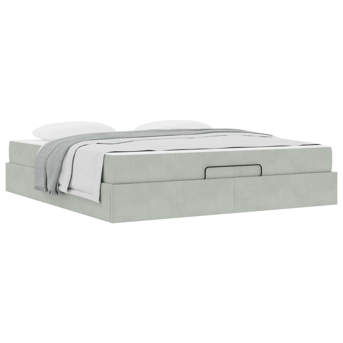 Cadru de pat cu saltea 2 pcs Gri deschis Catifea - WALTI WALTI