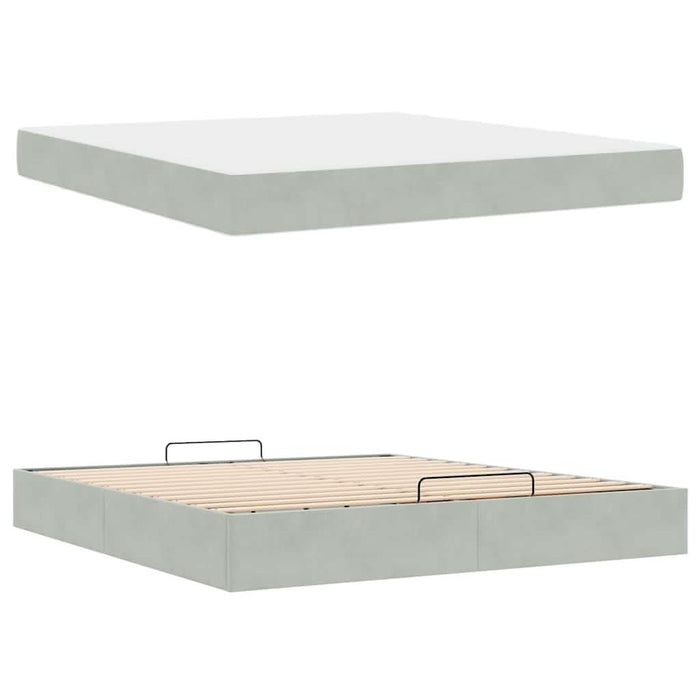 Cadru de pat cu saltea 2 pcs Gri deschis Catifea - WALTI WALTI