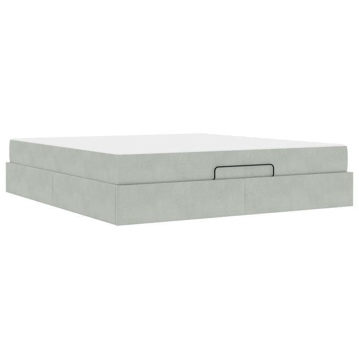Cadru de pat cu saltea 2 pcs Gri deschis Catifea - WALTI WALTI