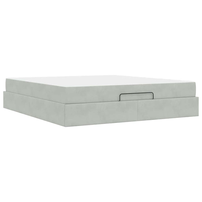 Cadru de pat cu saltea 2 pcs Gri deschis Catifea - WALTI WALTI