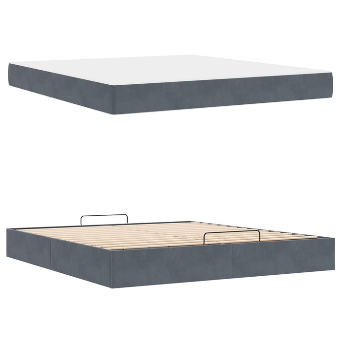 Cadru de pat cu saltea 2 pcs Gri Scurt Catifea - WALTI WALTI