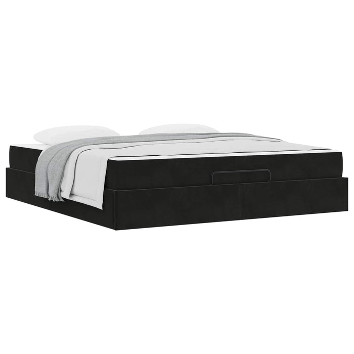 Cadru de pat cu saltea 2 pcs Negru Catifea - WALTI WALTI