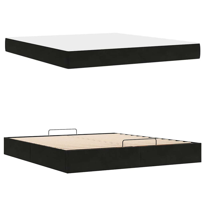 Cadru de pat cu saltea 2 pcs Negru Catifea - WALTI WALTI