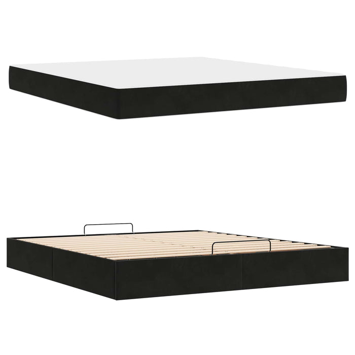 Cadru de pat cu saltea 2 pcs Negru Catifea - WALTI WALTI