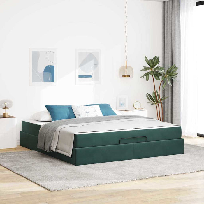Cadru de pat cu saltea 2 pcs Verde Catifea - WALTI WALTI
