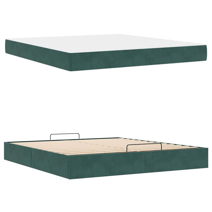 Cadru de pat cu saltea 2 pcs Verde Catifea - WALTI WALTI