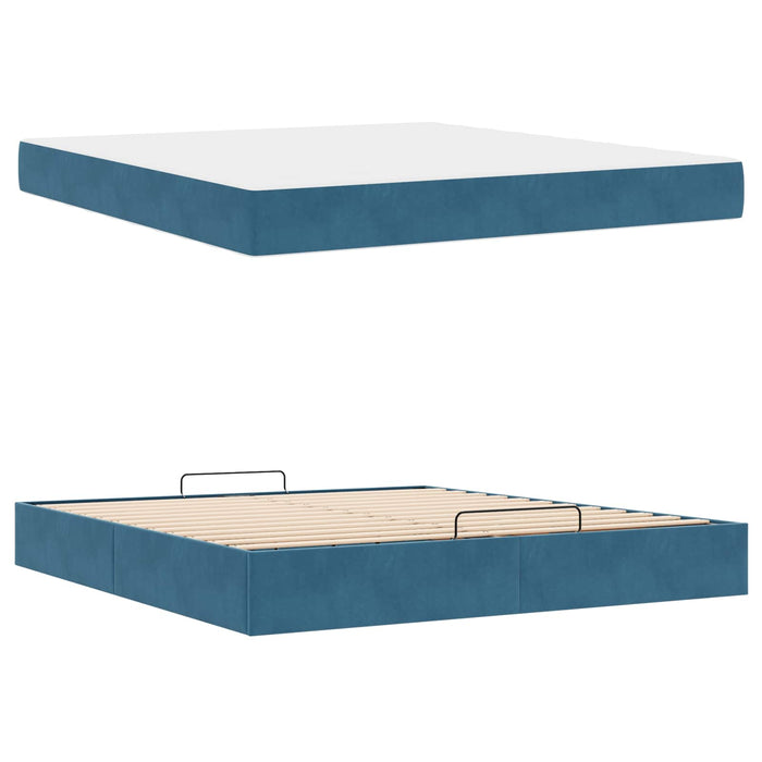 Cadru de pat cu saltea 2 pcs albastru Catifea - WALTI WALTI