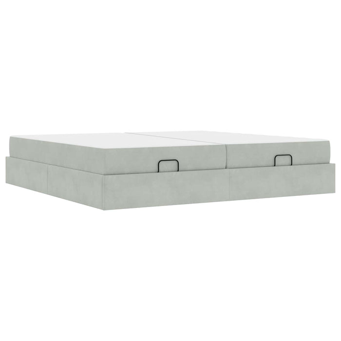 Cadru de pat cu saltea cu saltea 2 pcs Gri deschis Catifea - WALTI WALTI