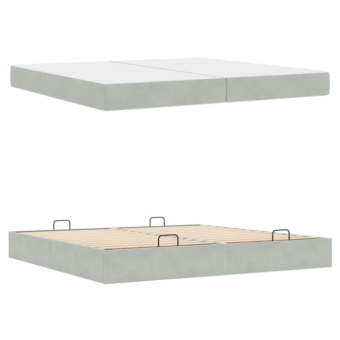 Cadru de pat cu saltea cu saltea 2 pcs Gri deschis Catifea - WALTI WALTI