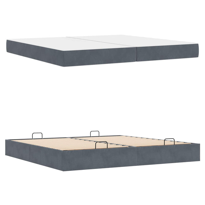 Cadru de pat cu saltea cu saltea 2 pcs Gri Scurt Catifea - WALTI WALTI