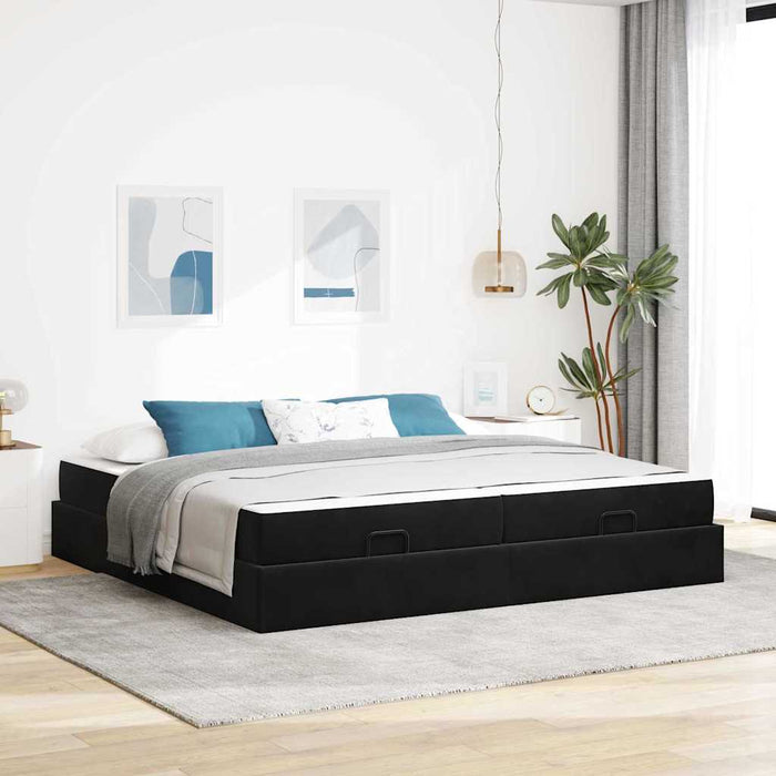 Cadru de pat cu saltea cu saltea 2 pcs Negru Catifea - WALTI WALTI