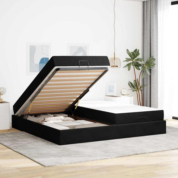 Cadru de pat cu saltea cu saltea 2 pcs Negru Catifea - WALTI WALTI
