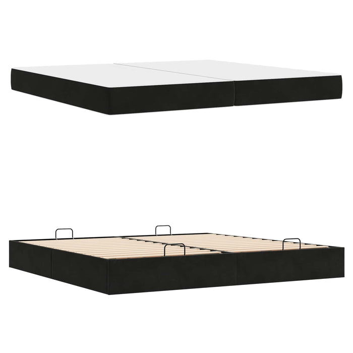 Cadru de pat cu saltea cu saltea 2 pcs Negru Catifea - WALTI WALTI
