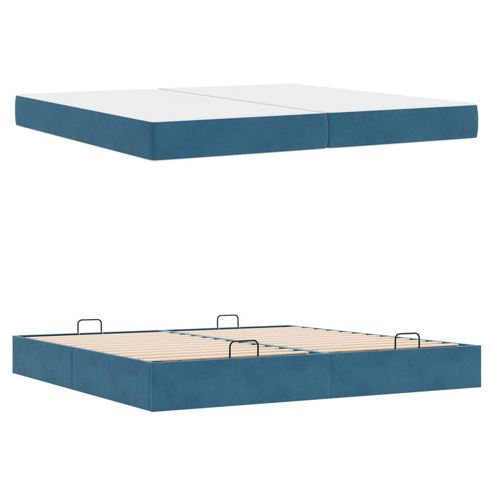 Cadru de pat cu saltea cu saltea 2 pcs albastru Catifea - WALTI WALTI