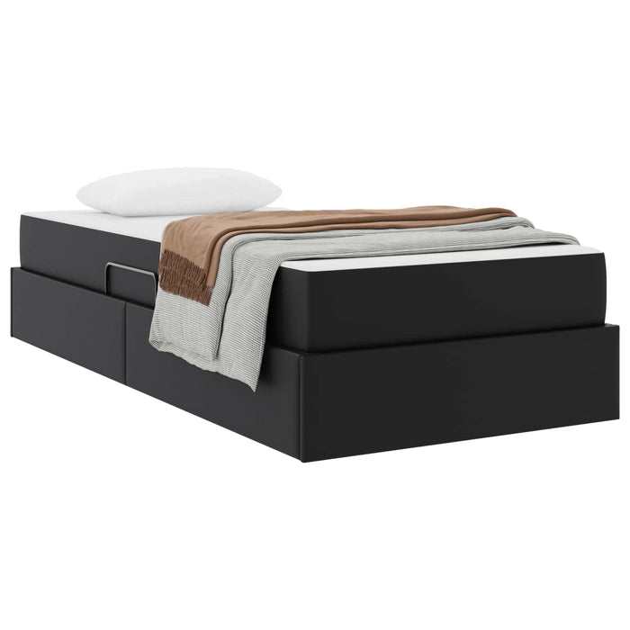 Pat cu saltea și spațiu de depozitare 2 pcs Negru Piele - WALTI WALTI