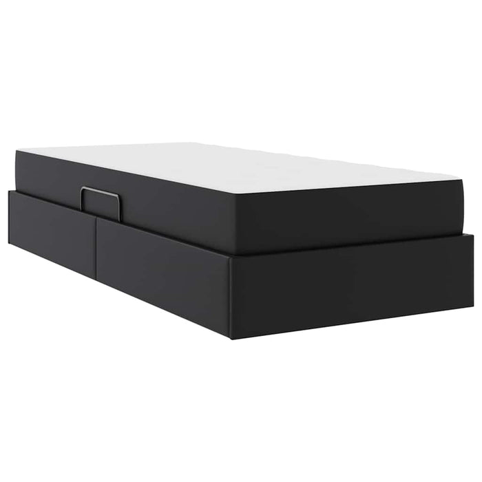 Pat cu saltea și spațiu de depozitare 2 pcs Negru Piele - WALTI WALTI