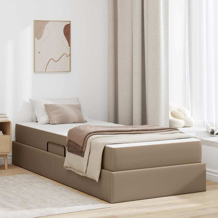 Pat cu saltea și spațiu de depozitare 2 pcs Cappuccino Piele - WALTI WALTI