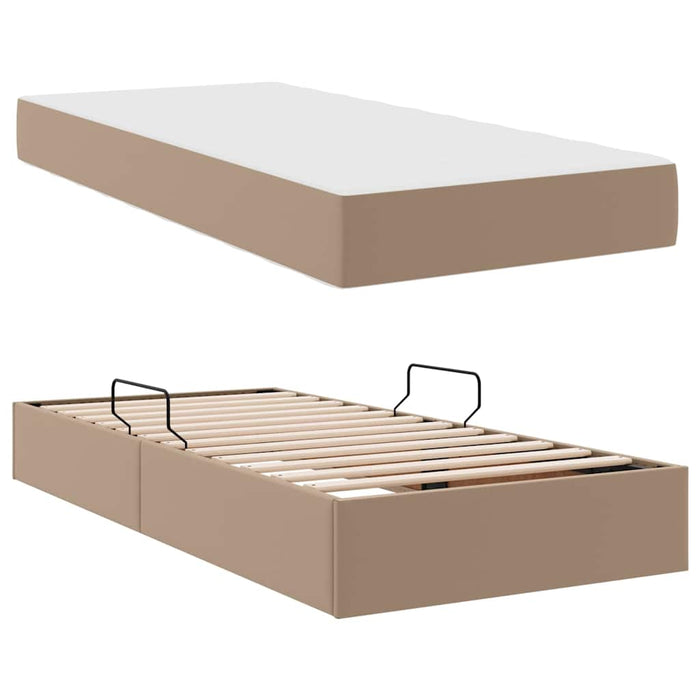 Pat cu saltea și spațiu de depozitare 2 pcs Cappuccino Piele - WALTI WALTI