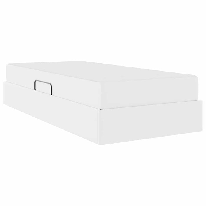 Pat cu saltea și spațiu de depozitare cu saltea 2 pcs Alb Piele - WALTI WALTI