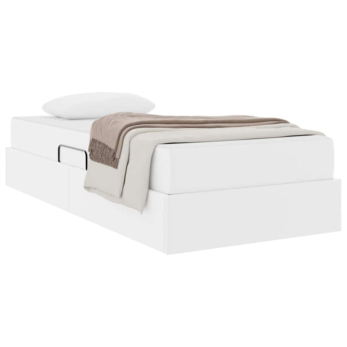 Pat cu saltea și spațiu de depozitare cu saltea 2 pcs Alb Piele - WALTI WALTI