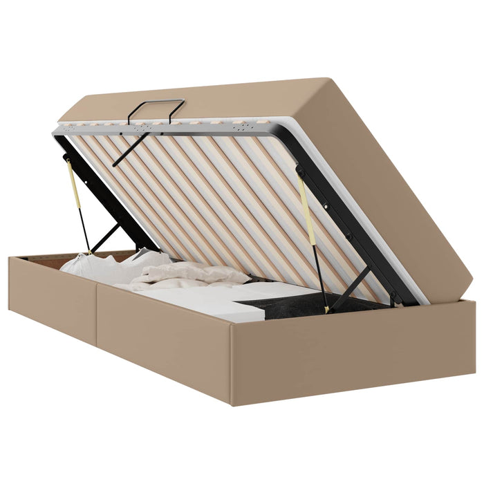 Pat cu saltea și spațiu de depozitare 2 pcs Cappuccino Piele - WALTI WALTI