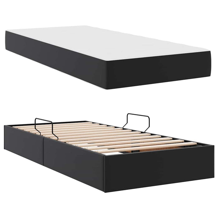 Pat cu saltea și spațiu de depozitare 2 pcs Negru Piele - WALTI WALTI