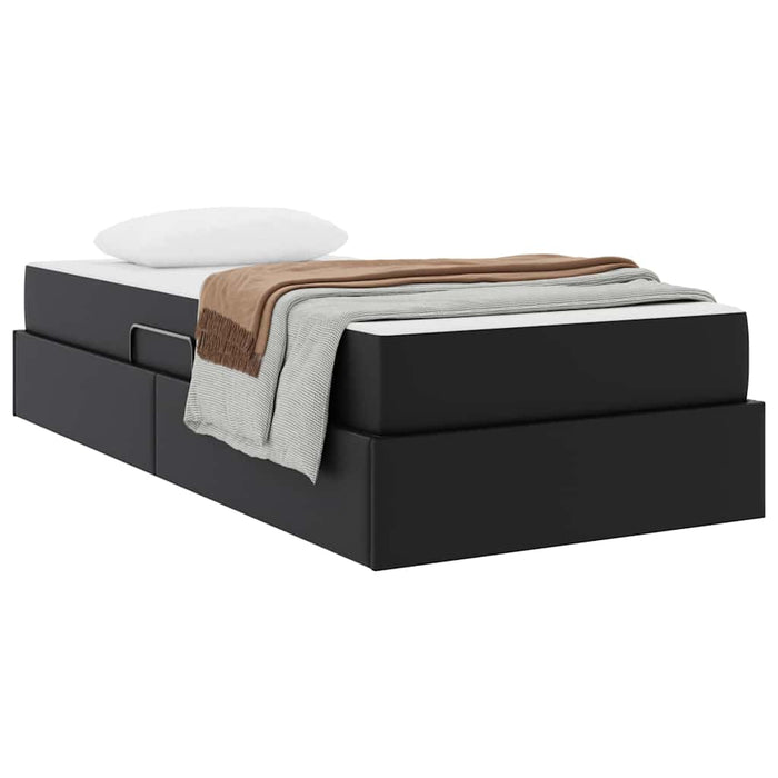 Pat cu saltea și spațiu de depozitare 2 pcs Negru Piele - WALTI WALTI