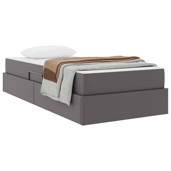 Pat cu saltea și spațiu de depozitare cu saltea 2 pcs Gri Piele - WALTI WALTI
