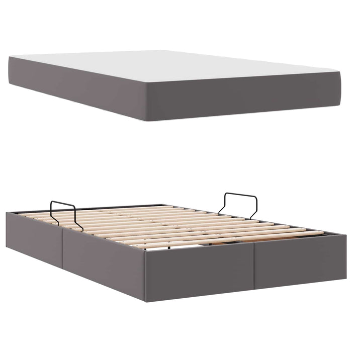 Pat cu saltea și spațiu de depozitare Gri 120 x 190 cm - WALTI WALTI
