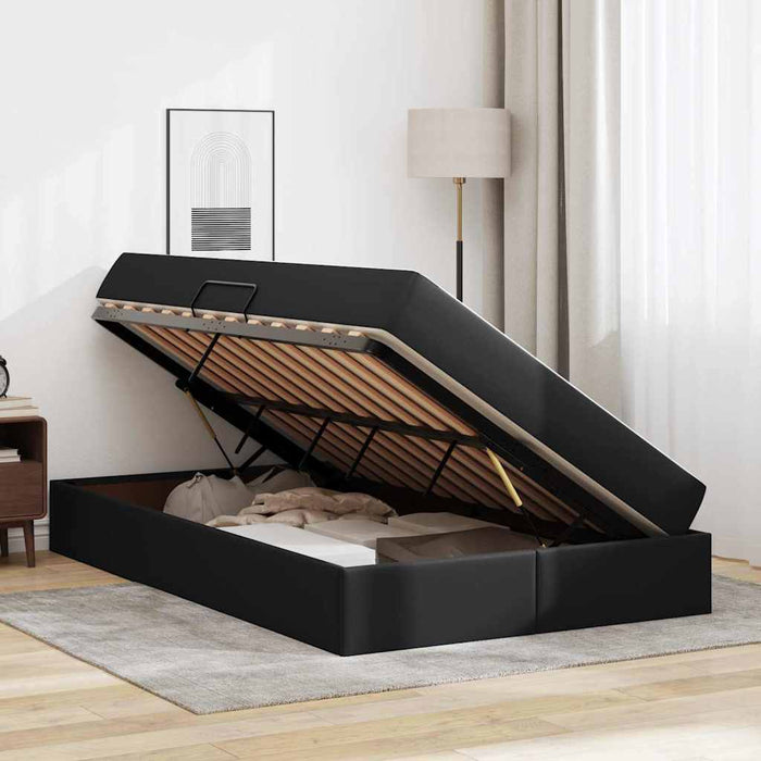 Pat cu saltea și spațiu de depozitare Negru 120 x 200 cm - WALTI WALTI