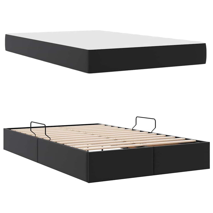 Pat cu saltea și spațiu de depozitare Negru 120 x 200 cm - WALTI WALTI
