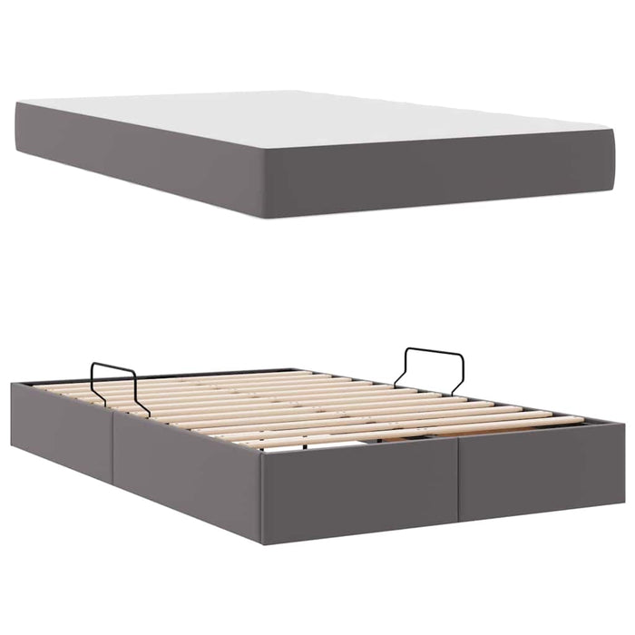 Pat cu saltea și spațiu de depozitare Gri 120 x 200 cm - WALTI WALTI