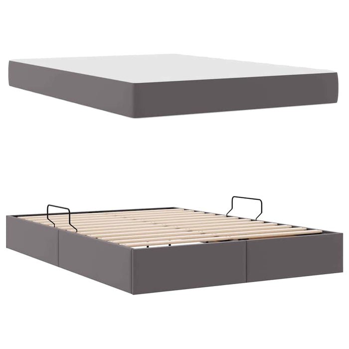 Pat cu saltea și spațiu de depozitare Gri 140 x 190 cm - WALTI WALTI