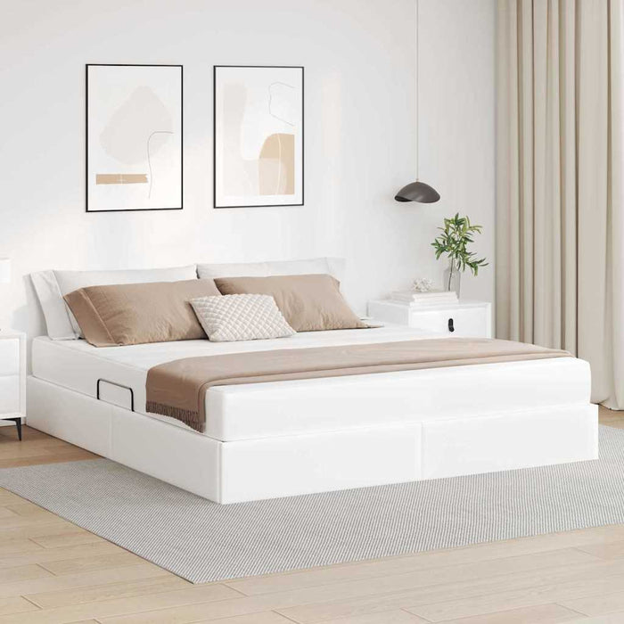Pat cu saltea și spațiu de depozitare Alb 160 x 200 cm - WALTI WALTI