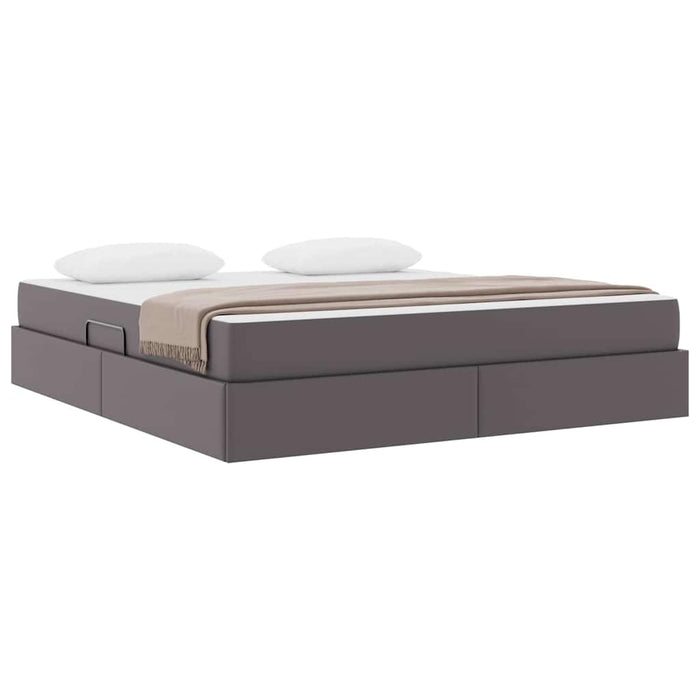 Pat cu saltea și spațiu de depozitare cu saltea 2 pcs Gri Piele - WALTI WALTI