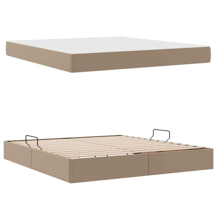 Pat cu saltea și spațiu de depozitare 2 pcs Cappuccino Piele - WALTI WALTI