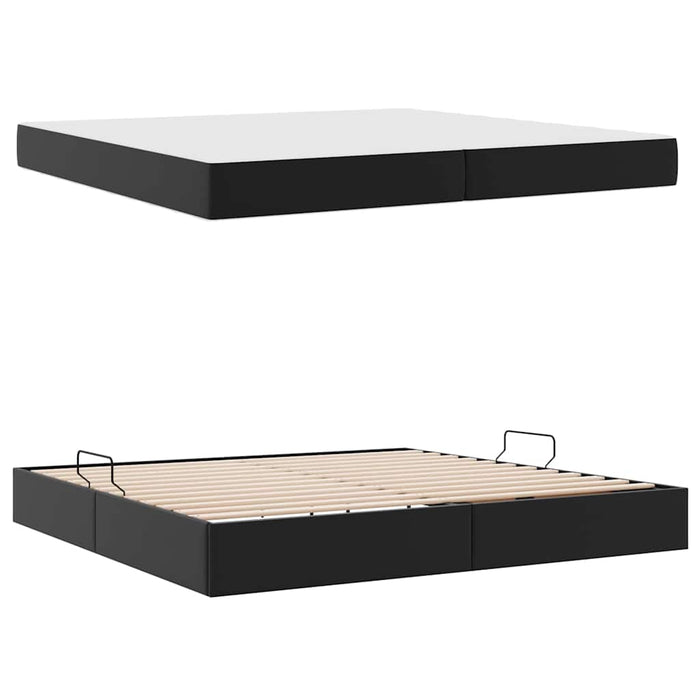 Pat cu saltea și spațiu de depozitare Negru 200 x 200 cm - WALTI WALTI