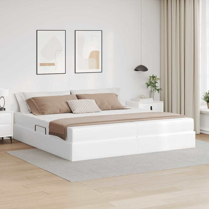 Pat cu saltea și spațiu de depozitare Alb 200 x 200 cm - WALTI WALTI