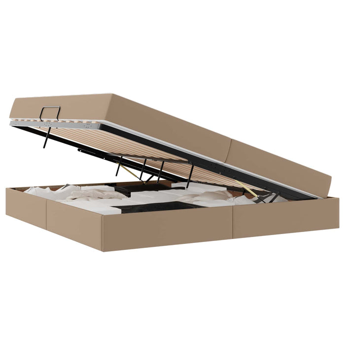 Pat cu saltea și spațiu de depozitare 2 pcs Cappuccino Piele - WALTI WALTI