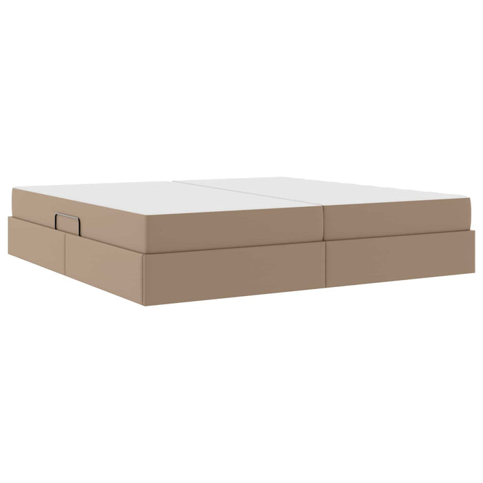 Pat cu saltea și spațiu de depozitare 2 pcs Cappuccino Piele - WALTI WALTI