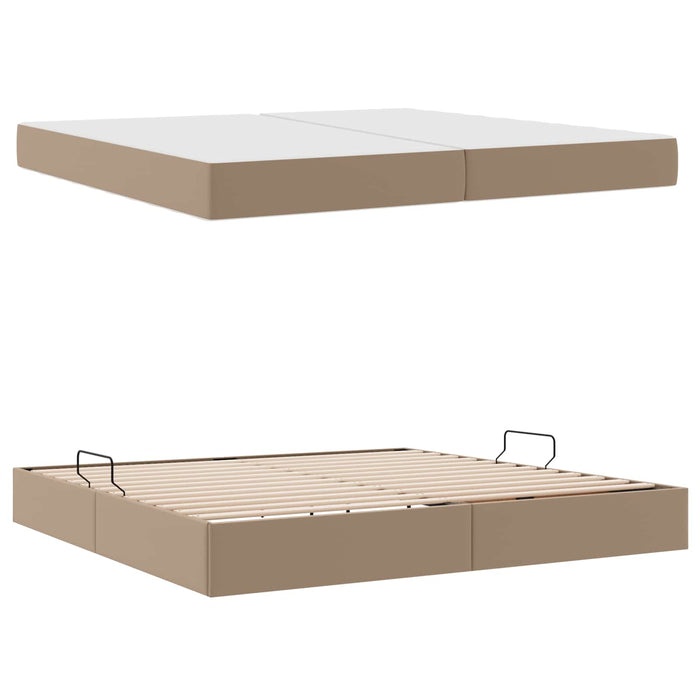 Pat cu saltea și spațiu de depozitare 2 pcs Cappuccino Piele - WALTI WALTI
